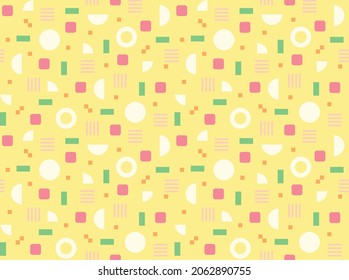 Small figures are regularly arranged on a yellow background. Simple pattern design template.