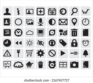 Iconos web finos pequeños con fondo blanco
