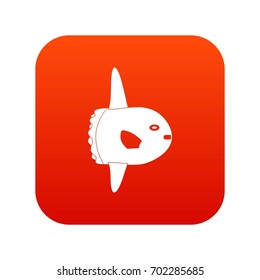 Small fish icon digital red for any design isolated on white vector illustration