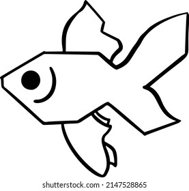 small fish minimalistic vector one line illustration