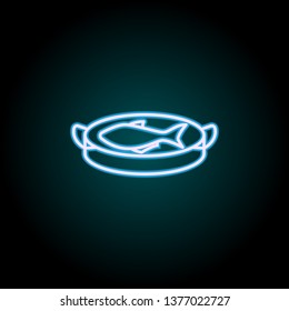 small fish on the board neon icon. Elements of Food set. Simple icon for websites, web design, mobile app, info graphics