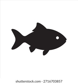 Pequeña silueta de peces, simple icono de Vector de animales marinos negros