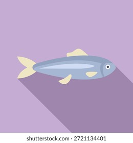Small fish is swimming with its long shadow projected behind it