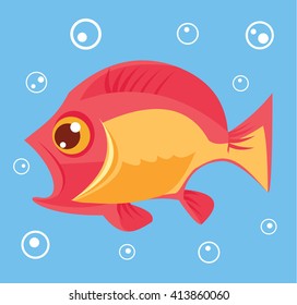 Small fish. Vector flat cartoon illustration