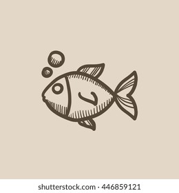 Kleiner Fisch, Vektorgrafik Symbol einzeln auf Hintergrund. Handgezeichnete kleine Fische Ikone. Kleine Fischskizze für Infografik, Website oder App.