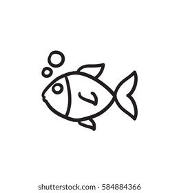 Small fish vector sketch icon isolated on background. Hand drawn Small fish icon. Small fish sketch icon for infographic, website or app.