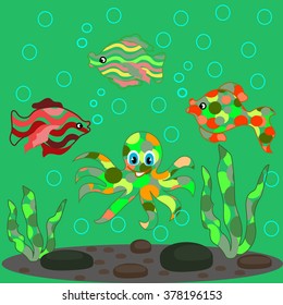 Small fishes and octopus 