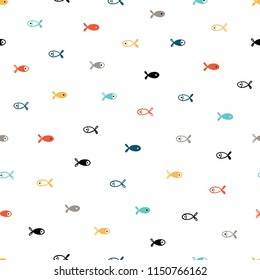 Small Fishes Seamless Pattern  Background for Kids and Hand drawn Doodle Cute Fish  Cartoon Sea Animals Vector illustration in Scandinavian style