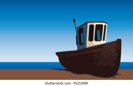 small fishing boat on the beach