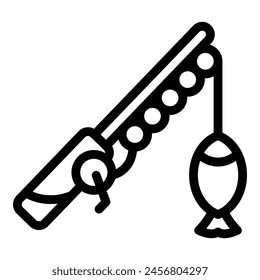 Small fishing rod icon outline vector. Winter lake. Frozen river
