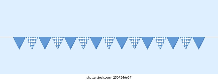 Small flags on a rope for Oktoberfest. Decoration for the holiday.
