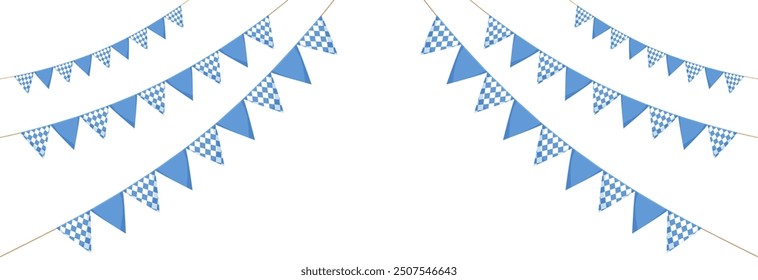 Small flags on a rope for Oktoberfest. Decoration for the holiday.
