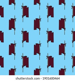 Small flags,seamless pattern on blue background.