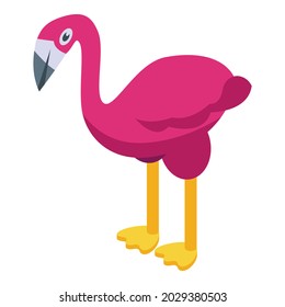 Small flamingo icon isometric vector. Summer bird. Cute flamingo