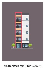 small flat building simple illustration