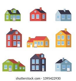 Small flat design houses vector symbol  set illustration