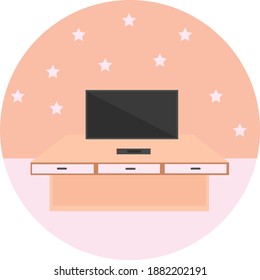 Small flat tv ,illustration, vector on white background.
