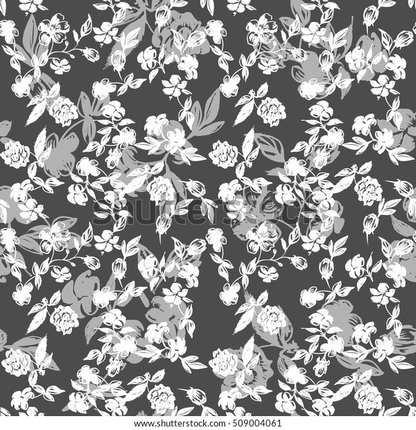 Small Floral Design Black White Ditsy 스톡 벡터(로열티 프리) 509004061