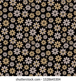 Small floral ditsy seamless pattern.beige daisy repeat pattern vector flowers. Colorful floral background all over print.