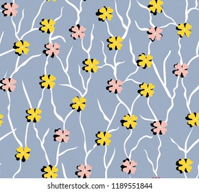 small floral flowers with negatives pattern on grey background