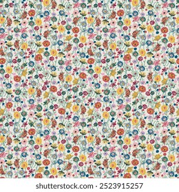 Small floral motif with a composition of red and yellow, for factory printing.