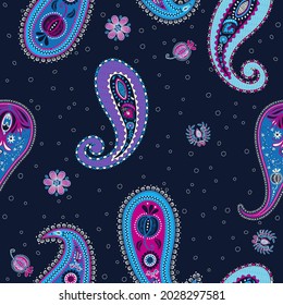 Small floral paisley vector pattern
