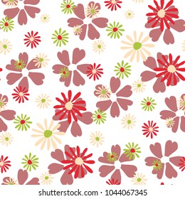 Small Floral Pattern. Cute Daisy Flowers and Violets for Seamless Background, Cloth, Dress, Swimwear. Small Floral Rapport with Silhouettes of Primitive Flowers. Random Botanical Texture