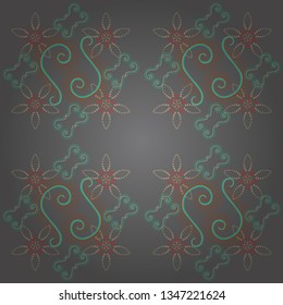 Small floral pattern in green, brown and gray colors. Spring flowers seamless pattern. Flower pattern for printing or fabric. Vector floral illustration and floral seamless texture.