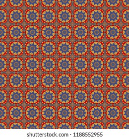 Small floral pattern in green, red and magenta colors. Flower pattern for printing or fabric. Raster floral illustration and floral seamless texture. Spring flowers seamless pattern.