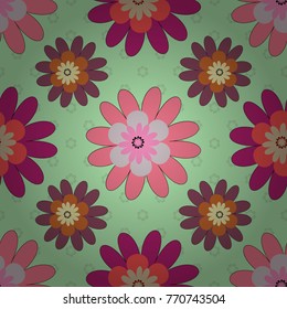 Small floral pattern in purple, pink and neutral colors. Flower pattern for printing or fabric. Vector floral illustration and floral seamless texture. Spring flowers seamless pattern.