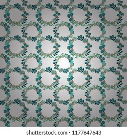 Small floral pattern in white, blue and green colors. Spring flowers seamless pattern. Flower pattern for printing or fabric. Vector floral illustration and floral seamless texture.