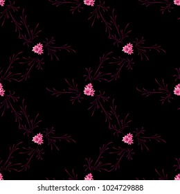 Small Floral Seamless Pattern with Cute Daisy Flowers. Feminine Rapport for Textile, Fabric, Wallpaper in Trendy Country Style. Colorful Seamless Pattern with Tiny Flowers. Vector Background.