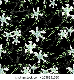 Small Floral Seamless Pattern with Cute Daisy Flowers and Pansies. Trendy Texture in Country Style for Fabric, Print, Textile. Vector Spring Rapport.