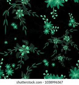 Small Floral Seamless Pattern with Cute Daisy Flowers and Pansies. Girlie Texture in Liberty Style for Linen, Textile, Wallpaper. Vector Spring Rapport.