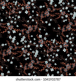 Pequeño patrón floral sin soldadura con flores y panes de margarita. Textura de Girlie en estilo Libertad para Linen, Calico, Chintz. Informe del muelle del vector.