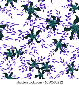 Small Floral Seamless Pattern with Cute Daisy Flowers and Pansies. Feminine Texture in Liberty Style for Cloth, Textile, Wallpaper. Vector Spring Rapport.