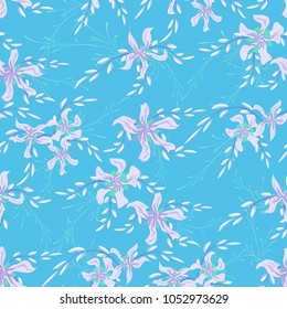 Small Floral Seamless Pattern with Cute Daisy Flowers and Pansies. Pretty Texture in Rustic Style for Linen, Textile, Wallpaper. Vector Spring Rapport.