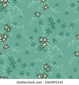 Small Floral Seamless Pattern with Cute Daisy Flowers and Pansies. Pretty Texture in Rustic Style for Fabric, Print, Textile. Vector Spring Rapport.