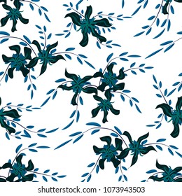 Small Floral Seamless Pattern with Cute Daisy Flowers and Pansies. Trendy Texture in Rustic Style for Linen, Textile, Wallpaper. Vector Spring Rapport.