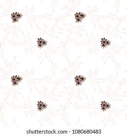 Small Floral Seamless Pattern with Cute Daisy Flowers. Feminine Rapport for Linen, Textile, Fabric in Trendy Liberty Style. Colorful Seamless Pattern with Tiny Flowers. Vector Background.