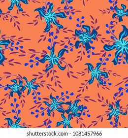 Small Floral Seamless Pattern with Cute Daisy Flowers and Pansies. Girlie Texture in Rustic Style for Fabric, Calico, Chintz. Vector Spring Rapport.