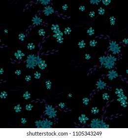 Small Floral Seamless Pattern with Cute Daisy Flowers and Pansies. Feminine Texture in Liberty Style for Fabric, Calico, Chintz. Vector Spring Rapport.
