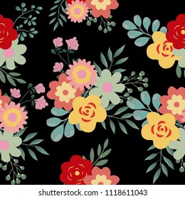 Small Floral Seamless Pattern with Cute Flowers . Feminine Texture in Rustic, Calico. Vector Spring and summer