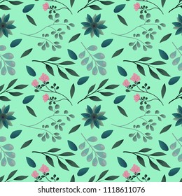 Small Floral Seamless Pattern with Cute Flowers . Feminine Texture in Rustic, Calico. Vector Spring and summer