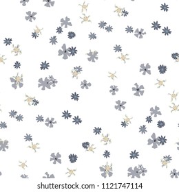 Small Floral Seamless Pattern with Cute Wild Flowers. Feminine Rapport for Wallpaper, Dress, Underwear in Trendy Liberty Style. Colorful Seamless Pattern with Tiny Flowers. Vector Background