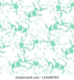 Small Floral Seamless Pattern with Cute Daisy Flowers and Pansies. Pretty Texture in Liberty Style for Cloth, Textile, Wallpaper. Vector Spring Rapport.