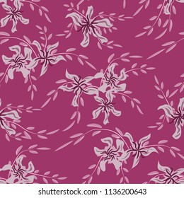 Small Floral Seamless Pattern with Cute Daisy Flowers and Pansies. Feminine Texture in Country Style for Cloth, Textile, Wallpaper. Vector Spring Rapport.