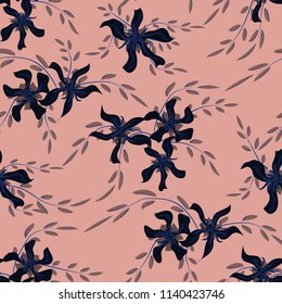 Small Floral Seamless Pattern with Cute Daisy Flowers and Pansies. Girlie Texture in Rustic Style for Linen, Textile, Chintz. Vector Spring Rapport.