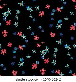 Small Floral Seamless Pattern with Cute Wild Flowers. Feminine Rapport for Print, Linen, Chintz in Trendy Country Style. Colorful Seamless Pattern with Tiny Flowers. Vector Background