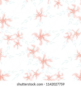 Small Floral Seamless Pattern with Cute Daisy Flowers and Pansies. Delicate Texture in Rustic Style for Linen, Textile, Chintz. Vector Spring Rapport.